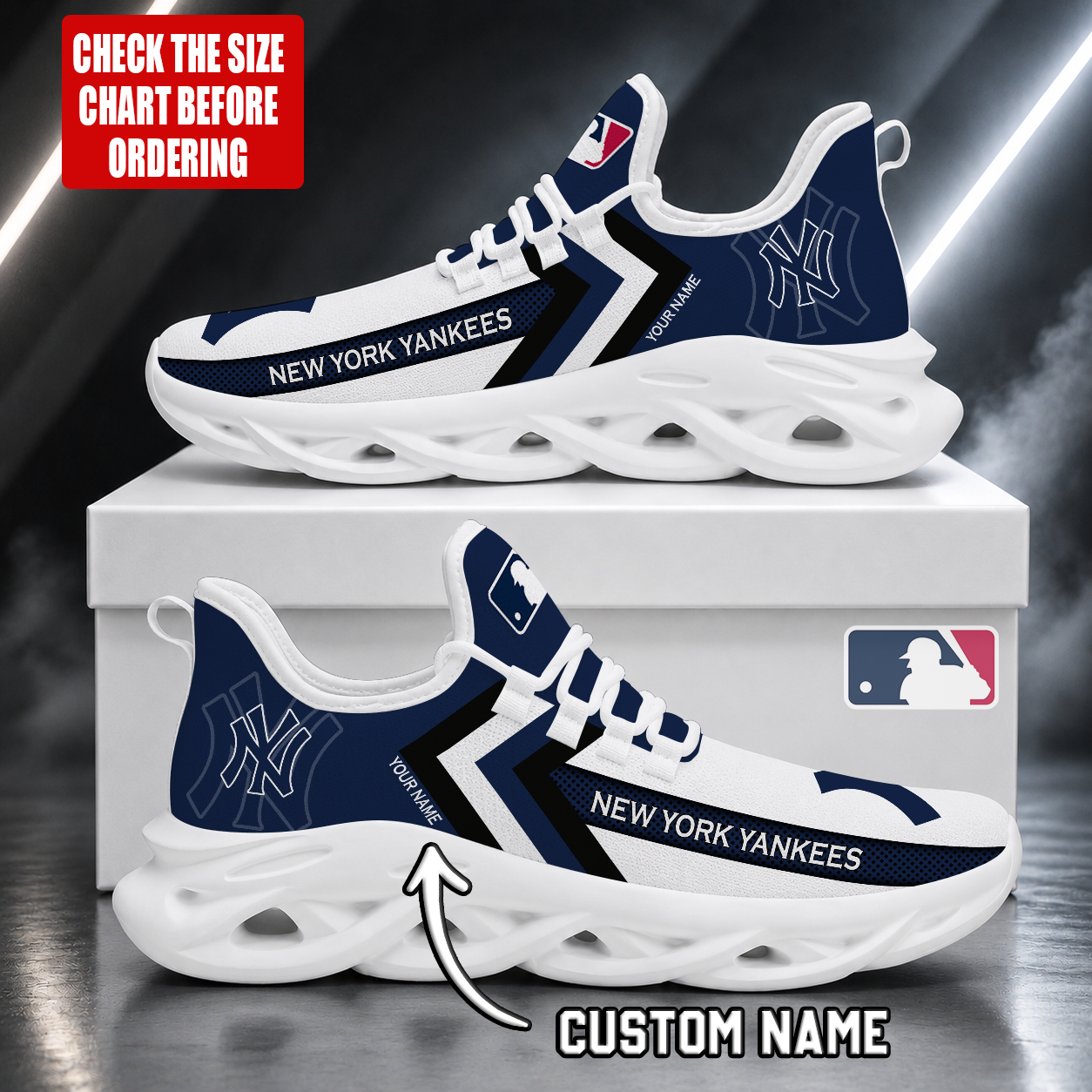 FINAL SALE - NEW CUSTOMIZED MLB01 NYY NEW YORK YANKEES MAX SOUL SHOES