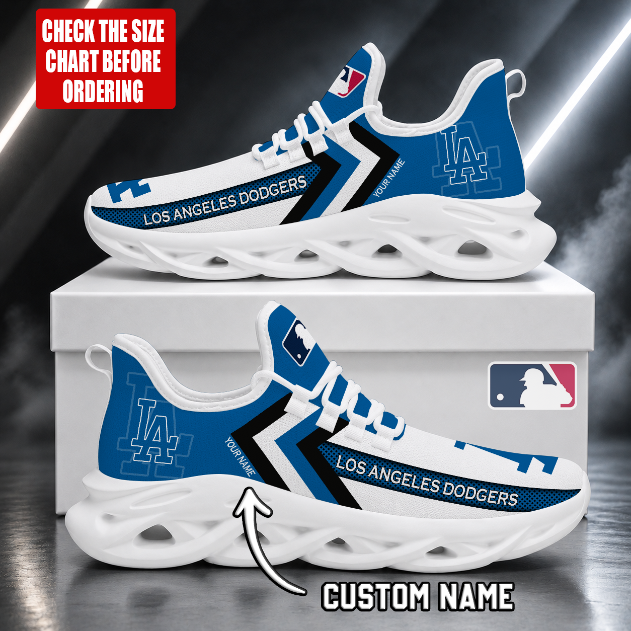 FINAL SALE - NEW CUSTOMIZED MLB02 LAD LOS ANGELES DODGERS MAX SOUL SHOES