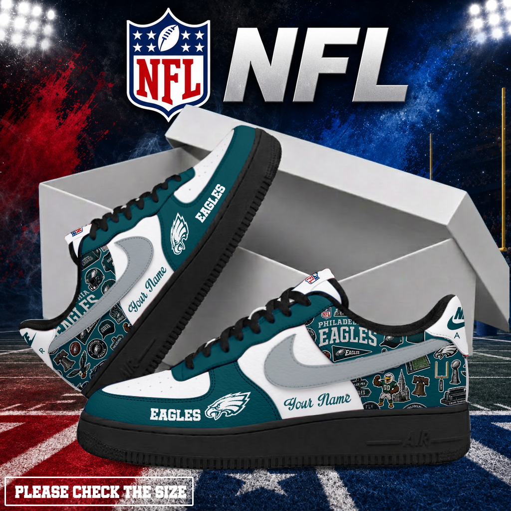 FINAL SALE - NEW CUSTOMIZED NFL02 PPE PHILADELPHIA EAGLES AF1 SHOES