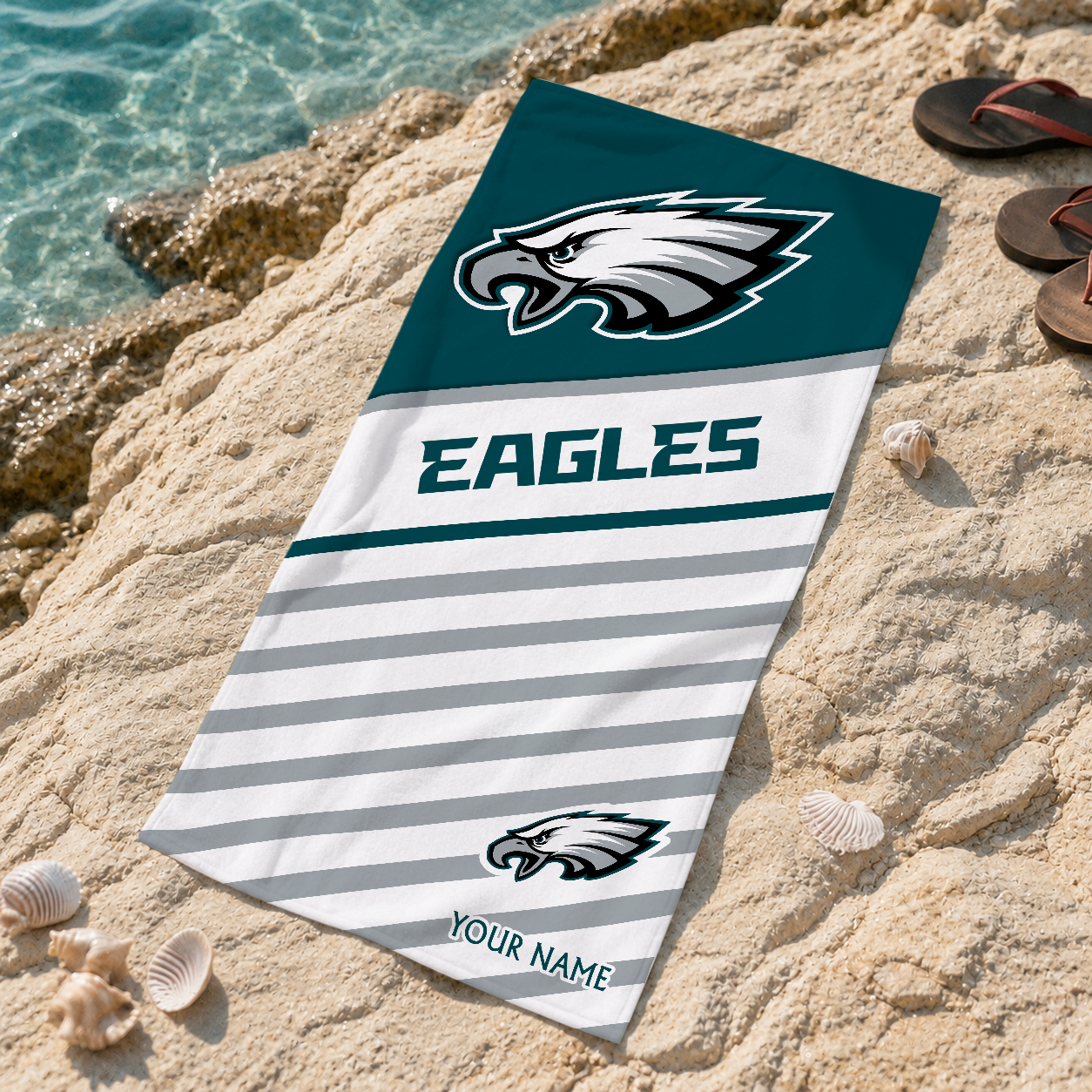 EXCLUSIVE EDITION - NEW CUSTOMIZED NFL02 PPE PHILADELPHIA EAGLES BEACH TOWEL