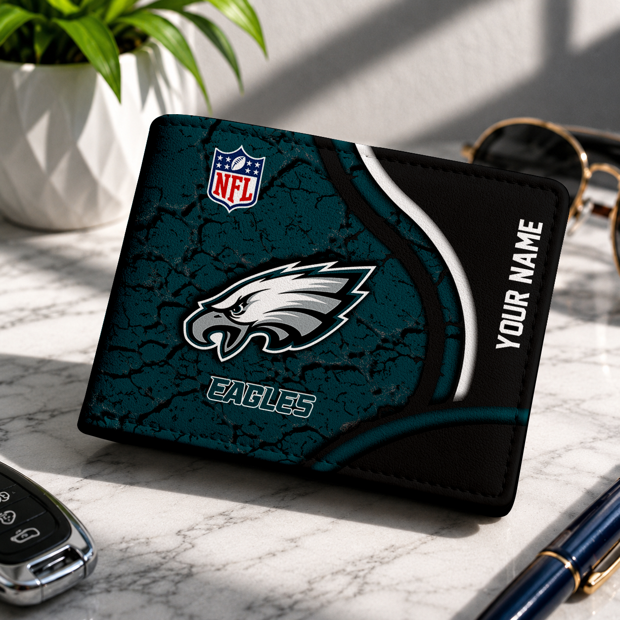 LIMITED EDITION - NEW CUSTOMIZED NFL02 PPE PHILADELPHIA EAGLES LEATHER WALLET