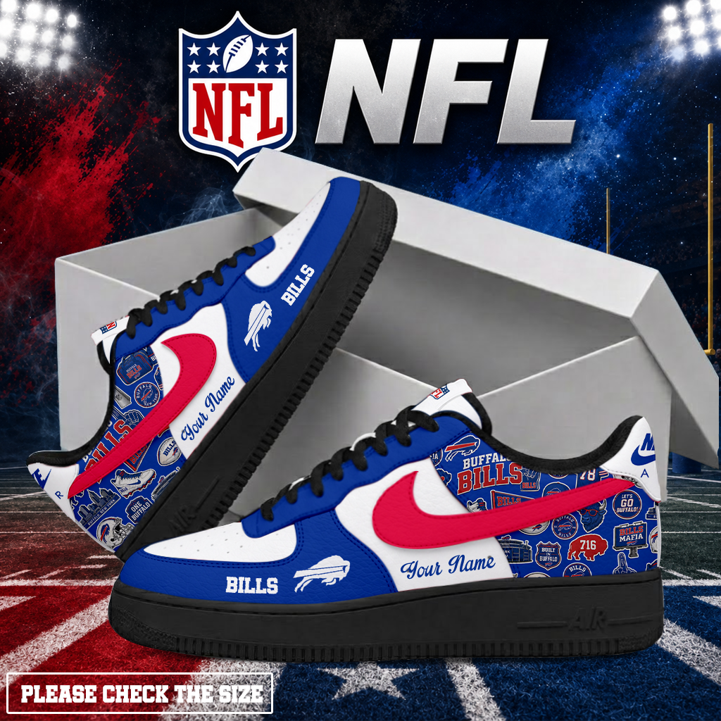 FINAL SALE - NEW CUSTOMIZED NFL03 BFB BUFFALO BILLS AF1 SHOES