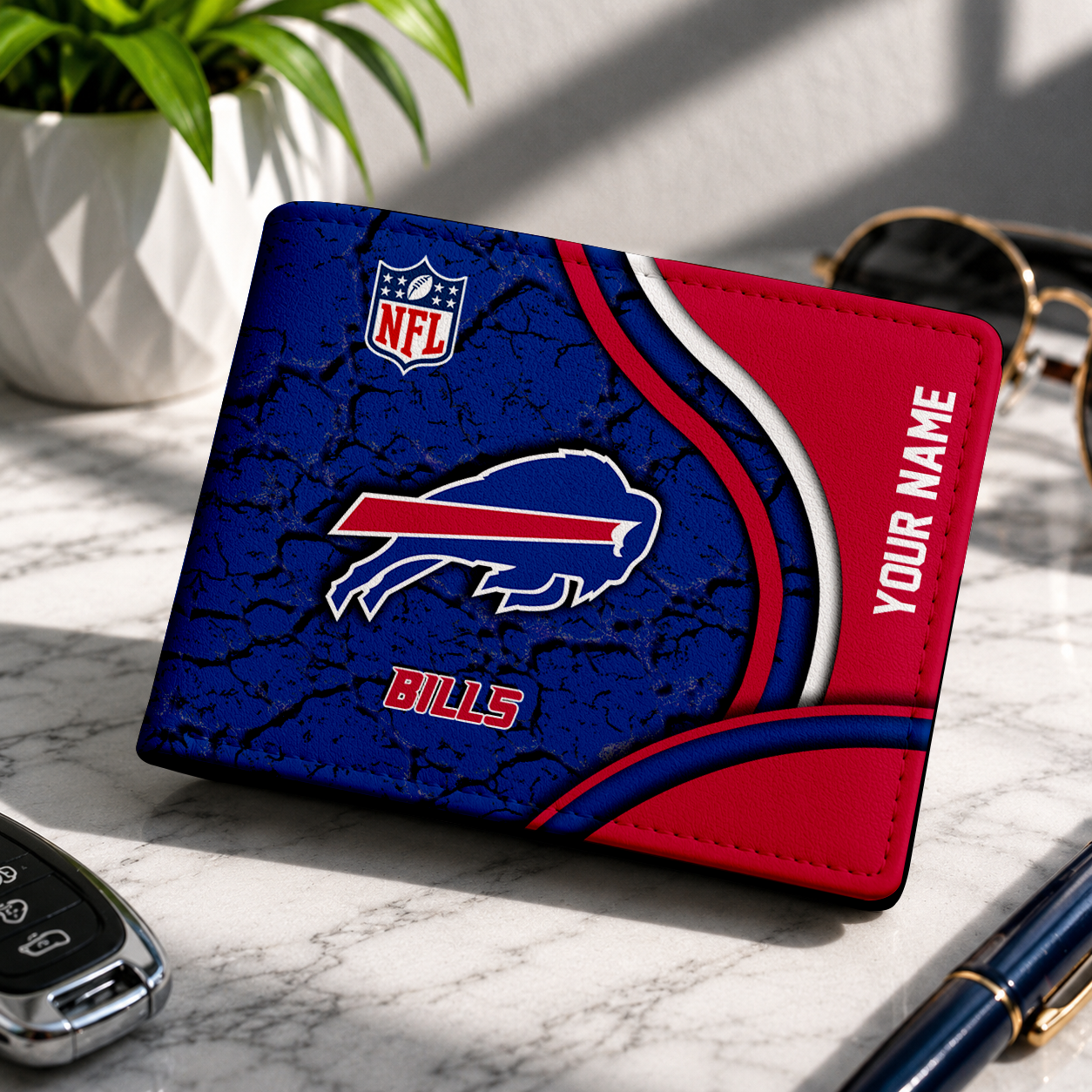 LIMITED EDITION - NEW CUSTOMIZED NFL03 BFB BUFFALO BILLS LEATHER WALLET
