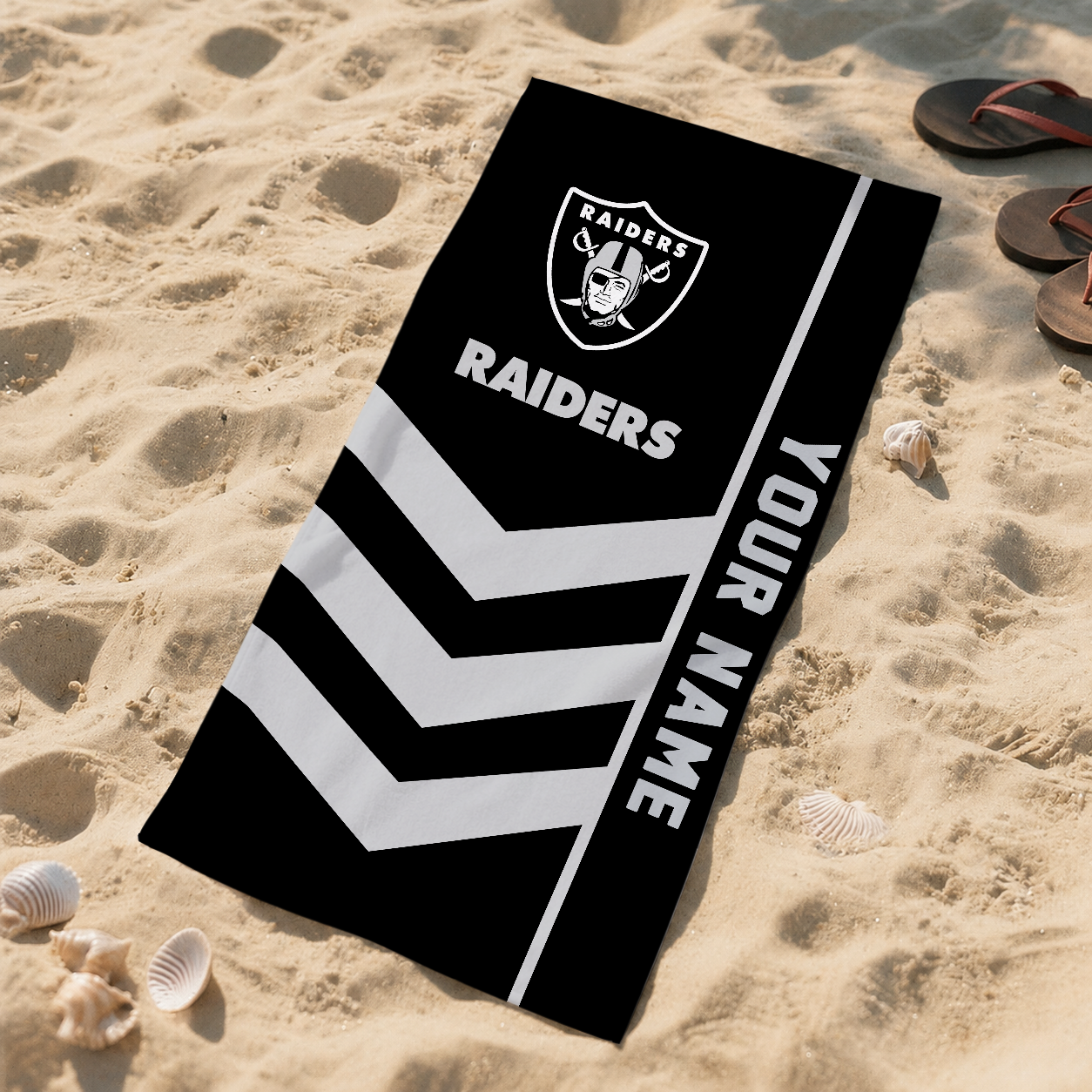 HOT DEAL - NEW CUSTOMIZED NFL07 LVR LAS VEGAS RAIDERS BEACH TOWEL