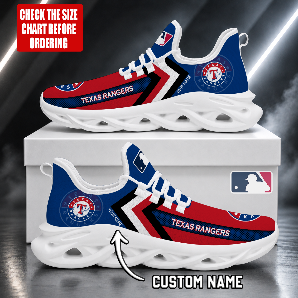 FINAL SALE - NEW CUSTOMIZED MLB08 TRS TEXAS RANGERS MAX SOUL SHOES