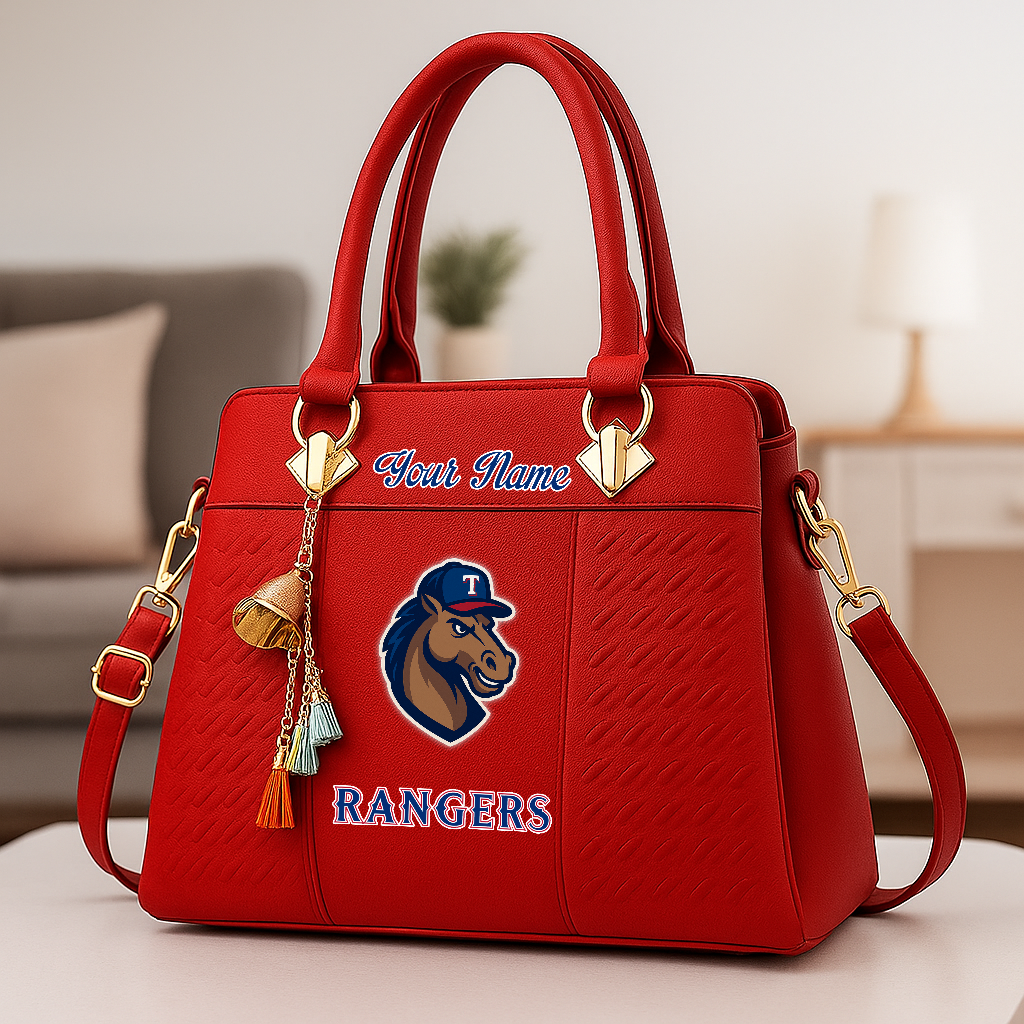 LIMITED EDITION - NEW CUSTOMIZED MLB08 TRS TX RANGERS ZIP HANDBAG MULTICOLOR