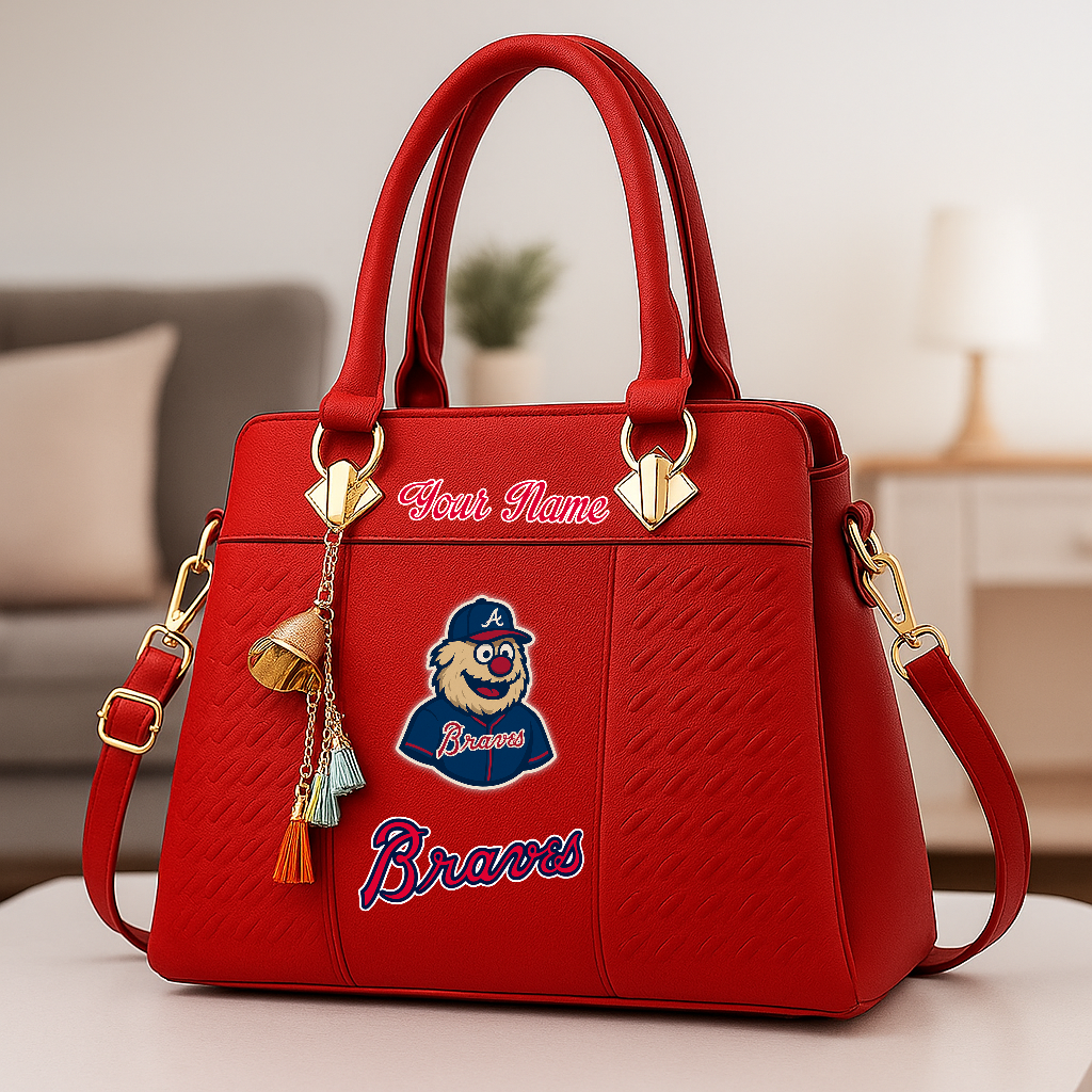 LIMITED EDITION - NEW CUSTOMIZED MLB09 ABS AT BRAVES ZIP HANDBAG MULTICOLOR