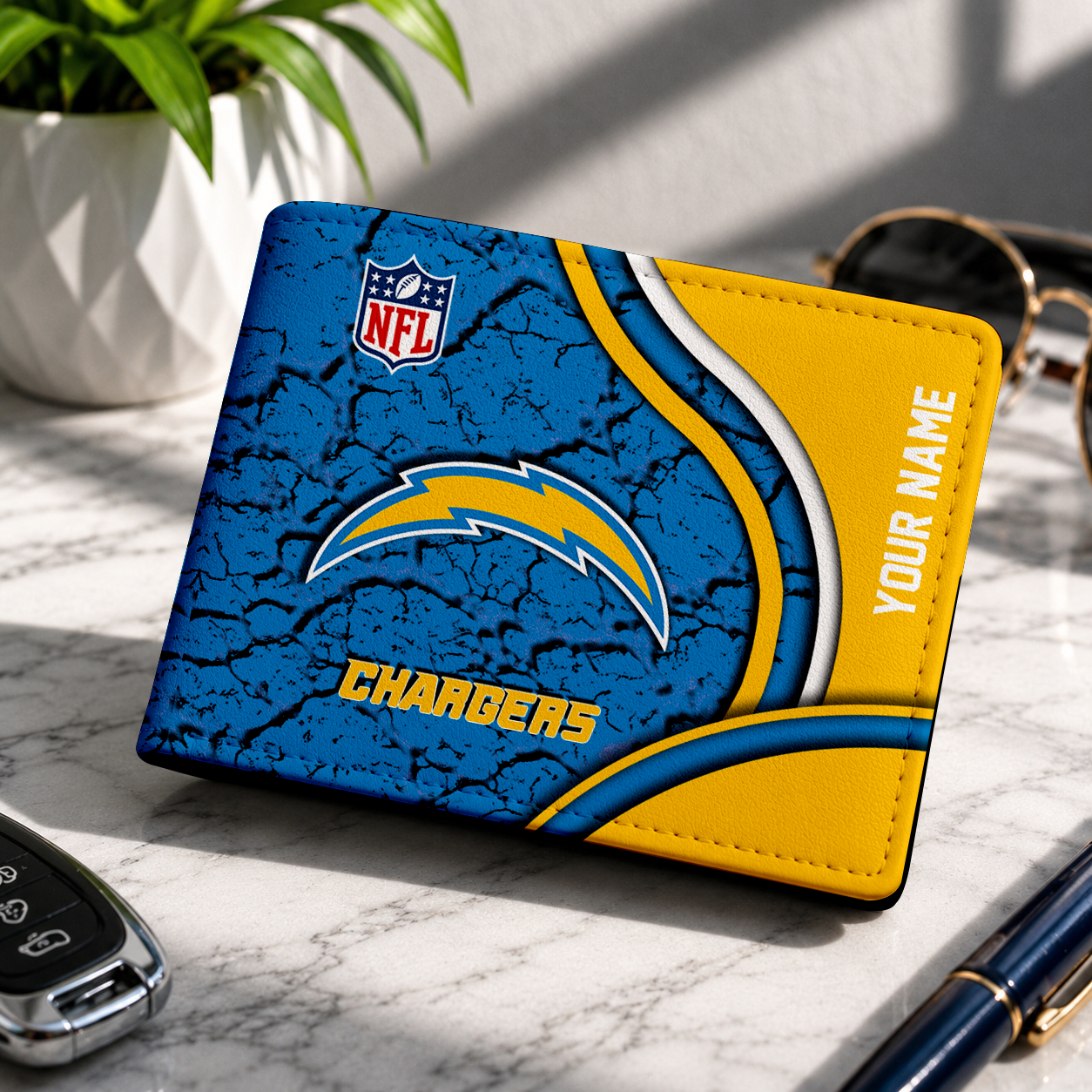 LIMITED EDITION - NEW CUSTOMIZED NFL09 LAC LOS ANGELES CHARGERS LEATHER WALLET