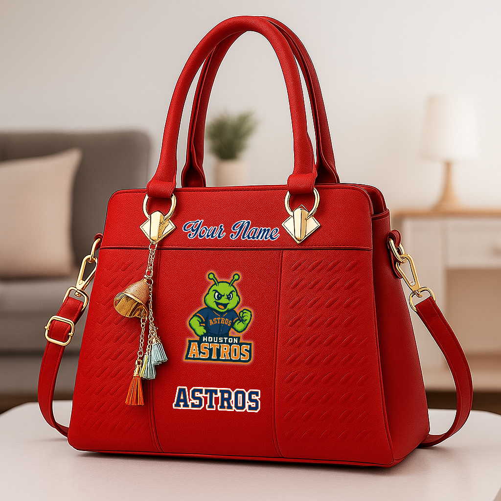 LIMITED EDITION - NEW CUSTOMIZED MLB10 HAS HT ASTROS ZIP HANDBAG MULTICOLOR