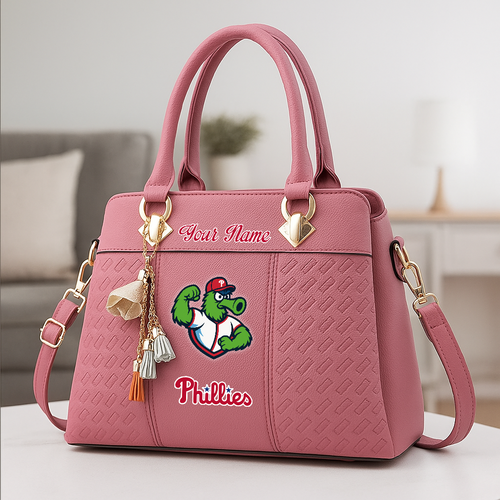 LIMITED EDITION - NEW CUSTOMIZED MLB11 PPS PH PHILLIES ZIP HANDBAG MULTICOLOR