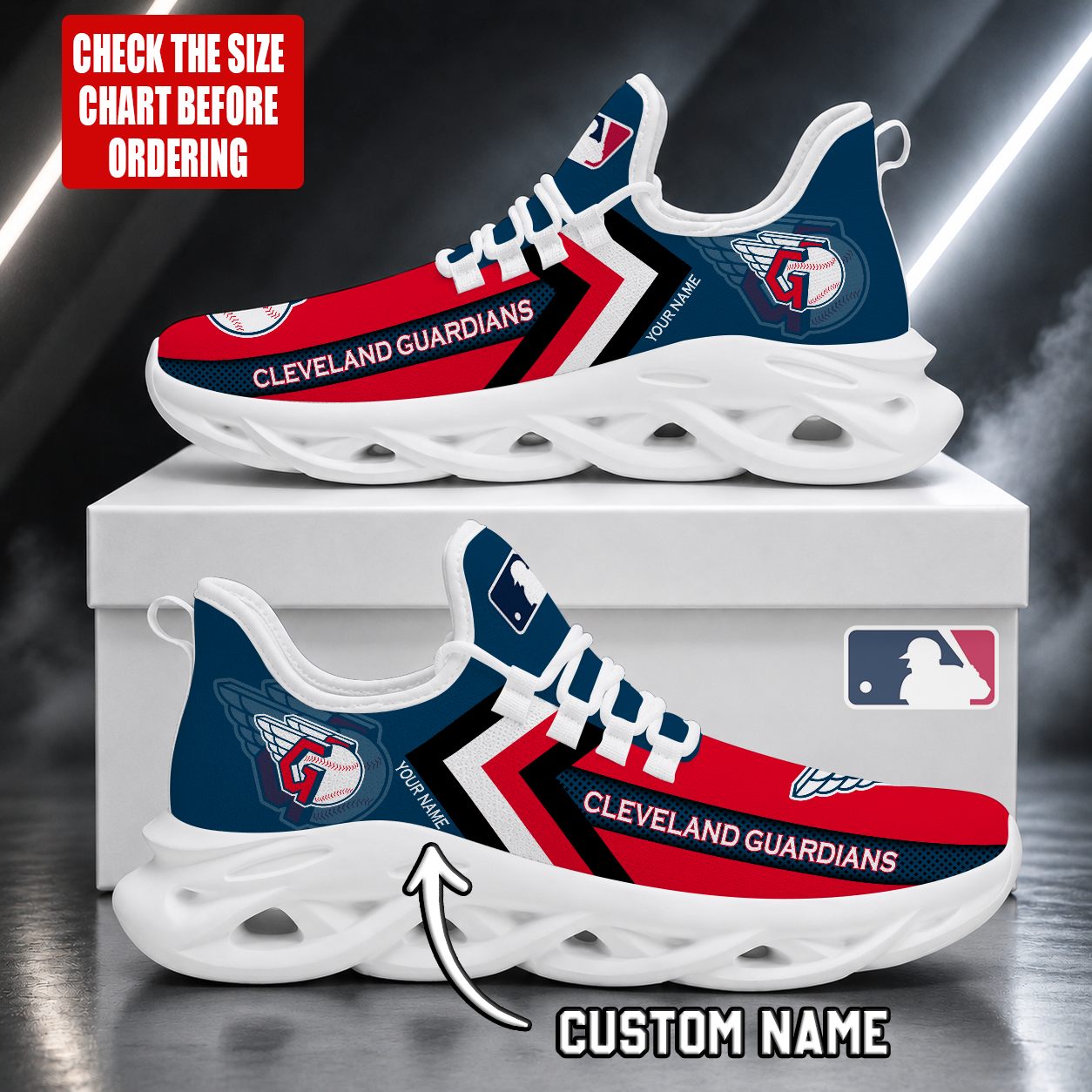 FINAL SALE - NEW CUSTOMIZED MLB13 CGS CLEVELAND GUARDIANS MAX SOUL SHOES