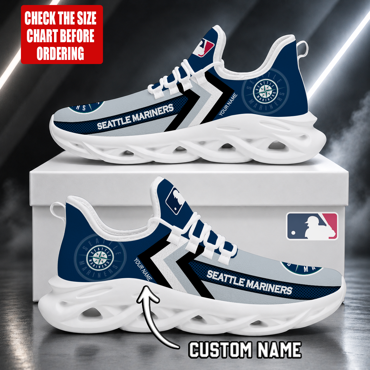 FINAL SALE - NEW CUSTOMIZED MLB14 SMS SEATTLE MARINERS MAX SOUL SHOES