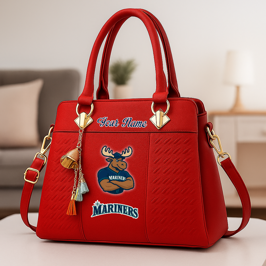 LIMITED EDITION - NEW CUSTOMIZED MLB14 SMS ST MARINERS ZIP HANDBAG MULTICOLOR
