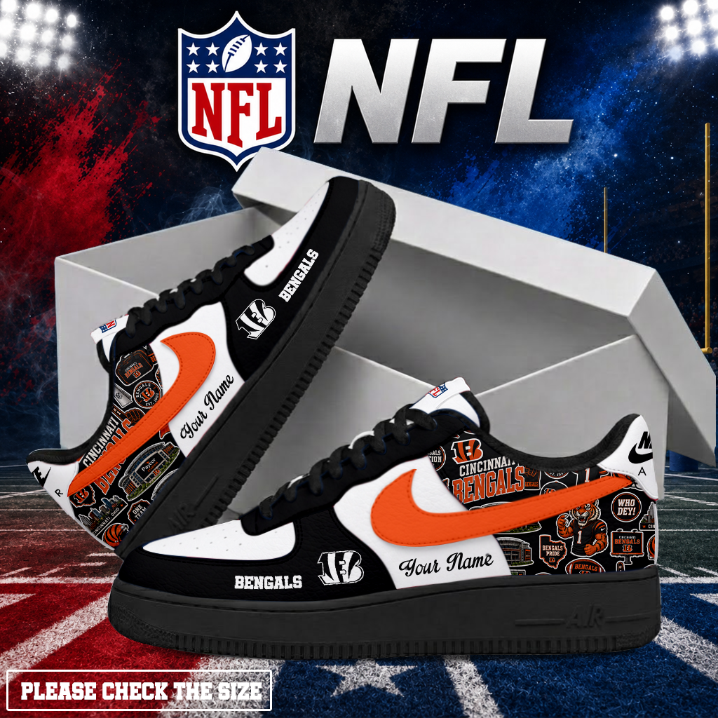 FINAL SALE - NEW CUSTOMIZED NFL16 CCB CINCINNATI BENGALS AF1 SHOES