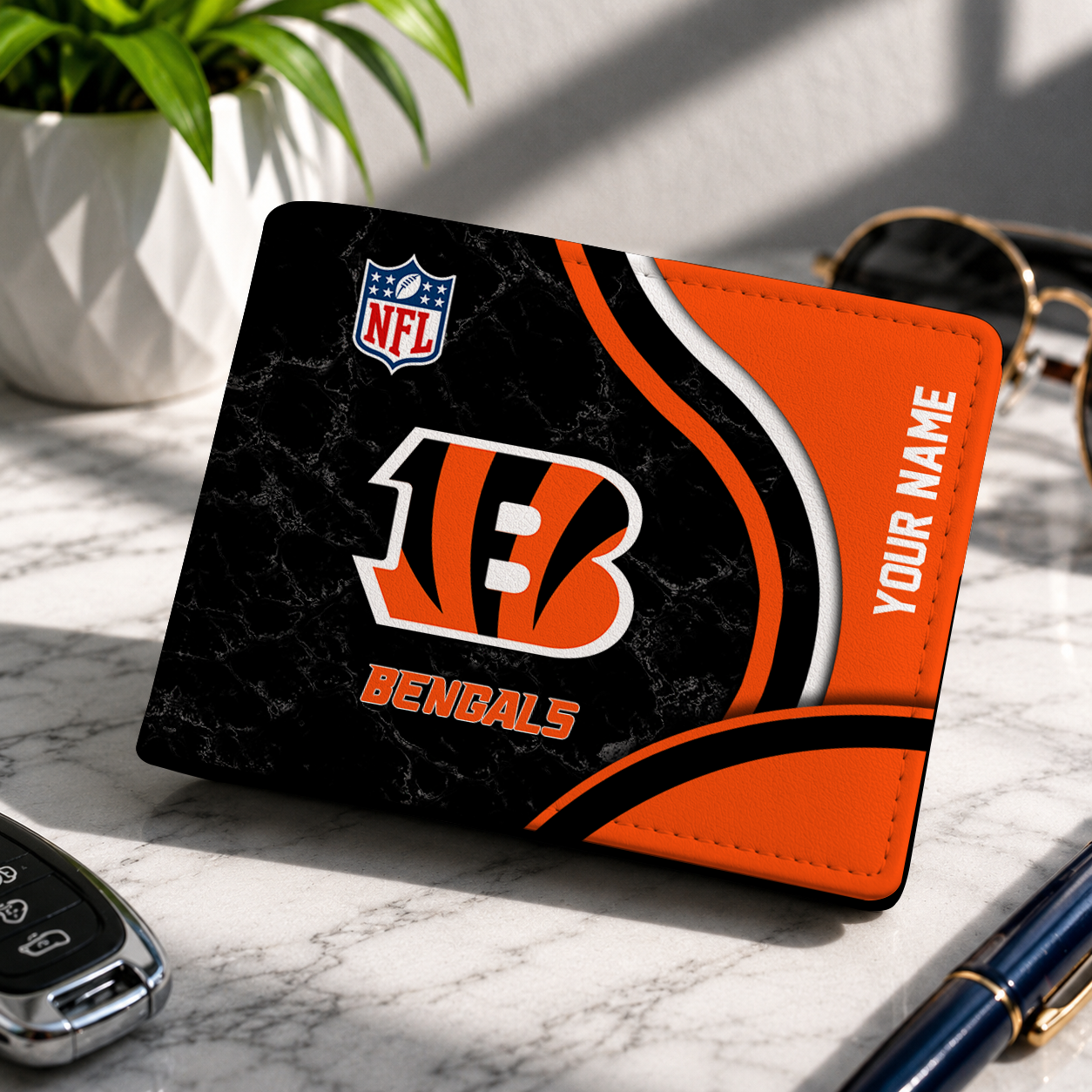LIMITED EDITION - NEW CUSTOMIZED NFL16 CCB CINCINNATI BENGALS LEATHER WALLET