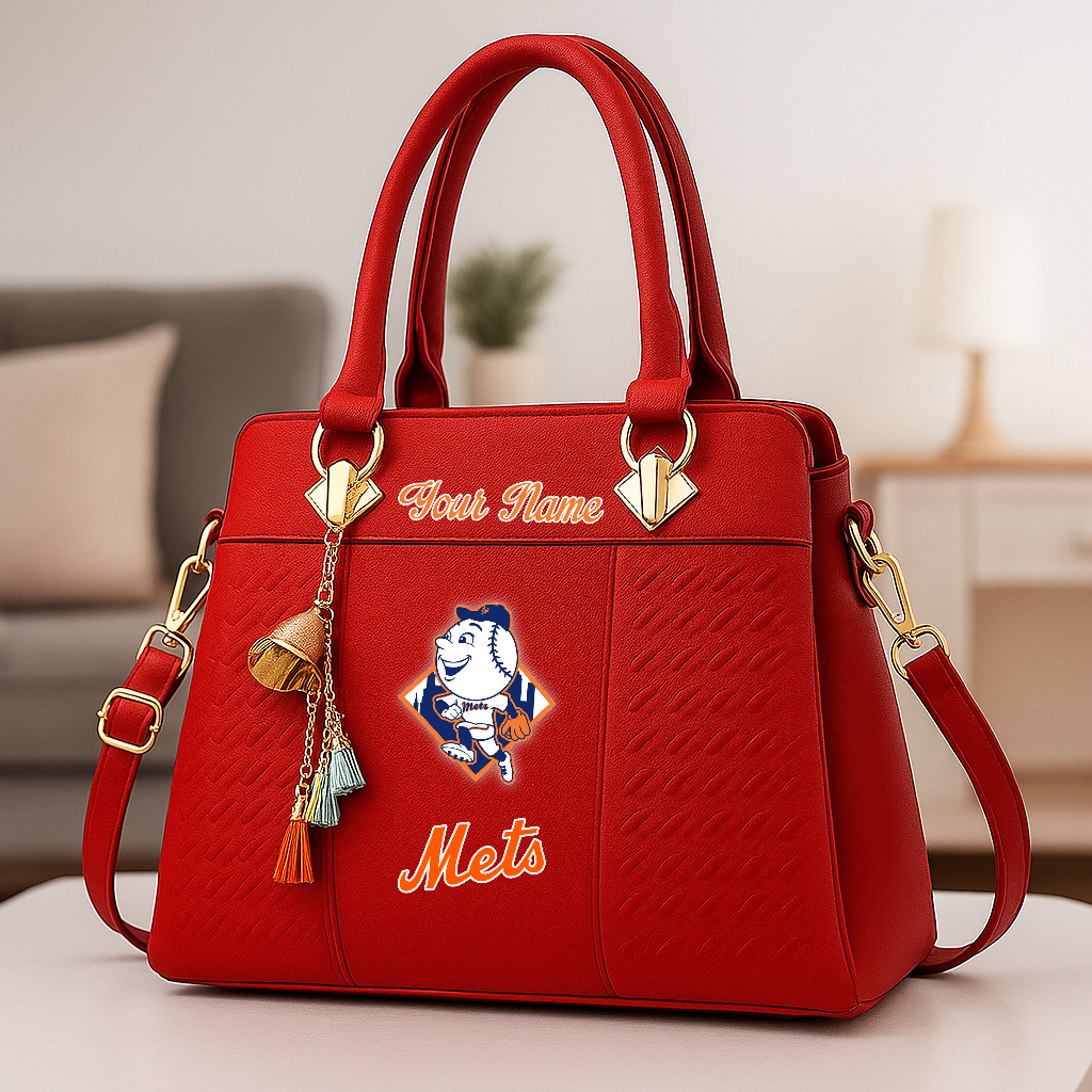 LIMITED EDITION - NEW CUSTOMIZED MLB17 NYM NY METS ZIP HANDBAG MULTICOLOR