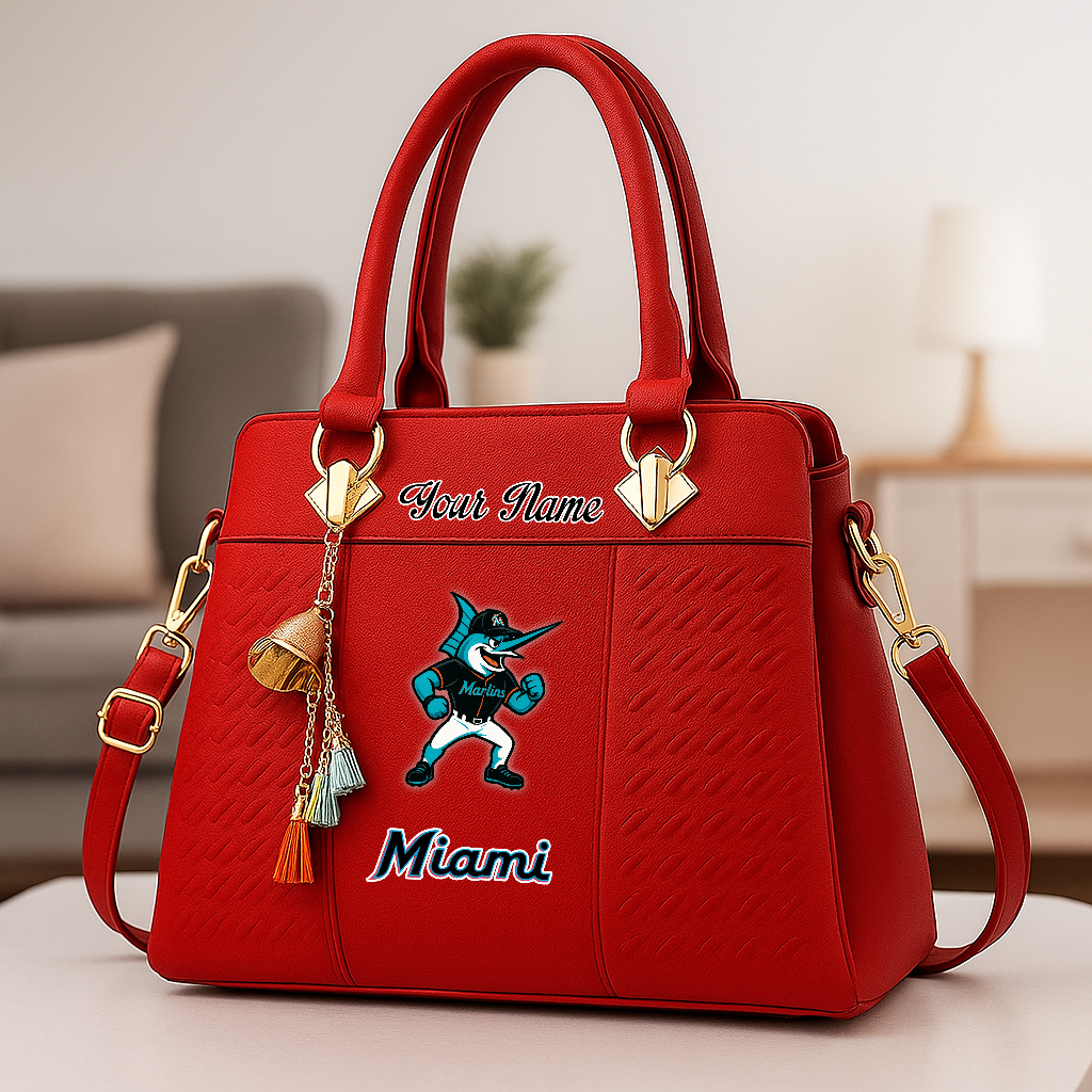 LIMITED EDITION - NEW CUSTOMIZED MLB20 MMS MI MARLINS ZIP HANDBAG MULTICOLOR
