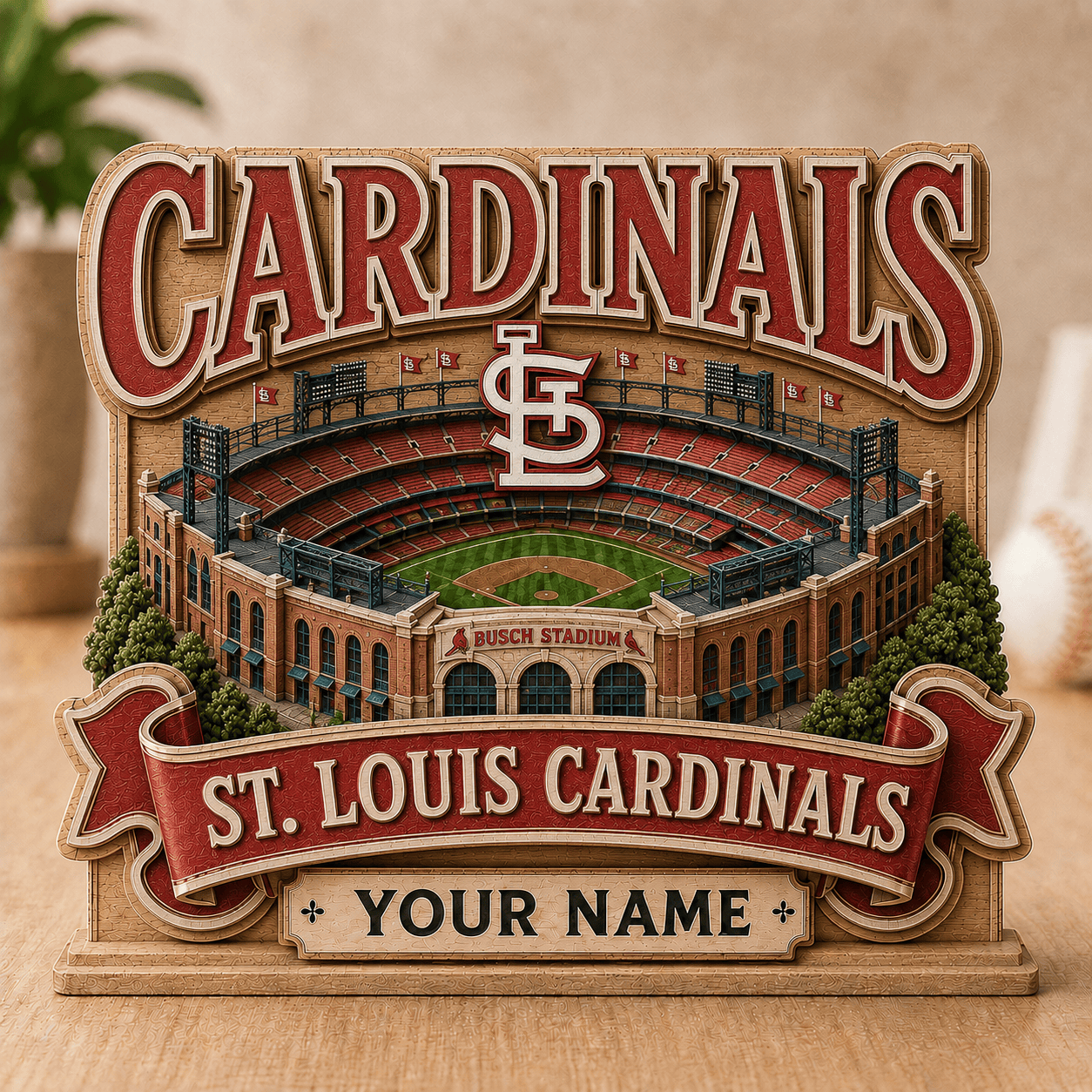 FLASH SALE - NEW CUSTOMIZED MLB24 SLC ST. LOUIS CARDINALS 3-LAYER WOODEN BLOCK