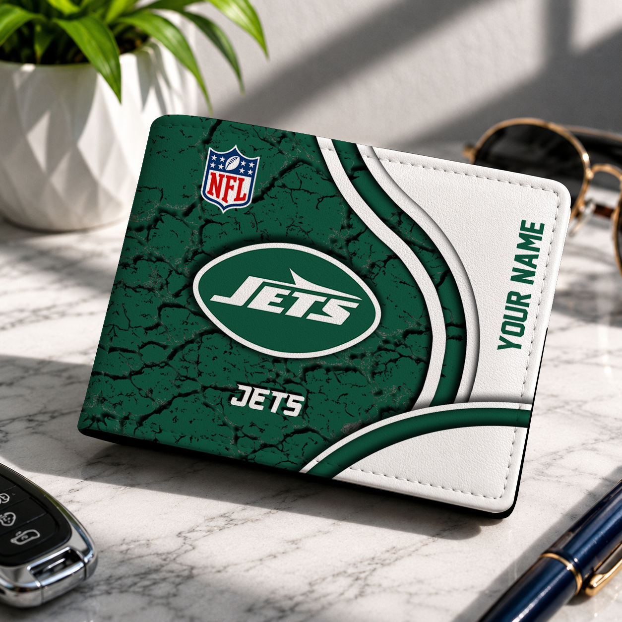 LIMITED EDITION - NEW CUSTOMIZED NFL25 NYJ NEW YORK JETS LEATHER WALLET