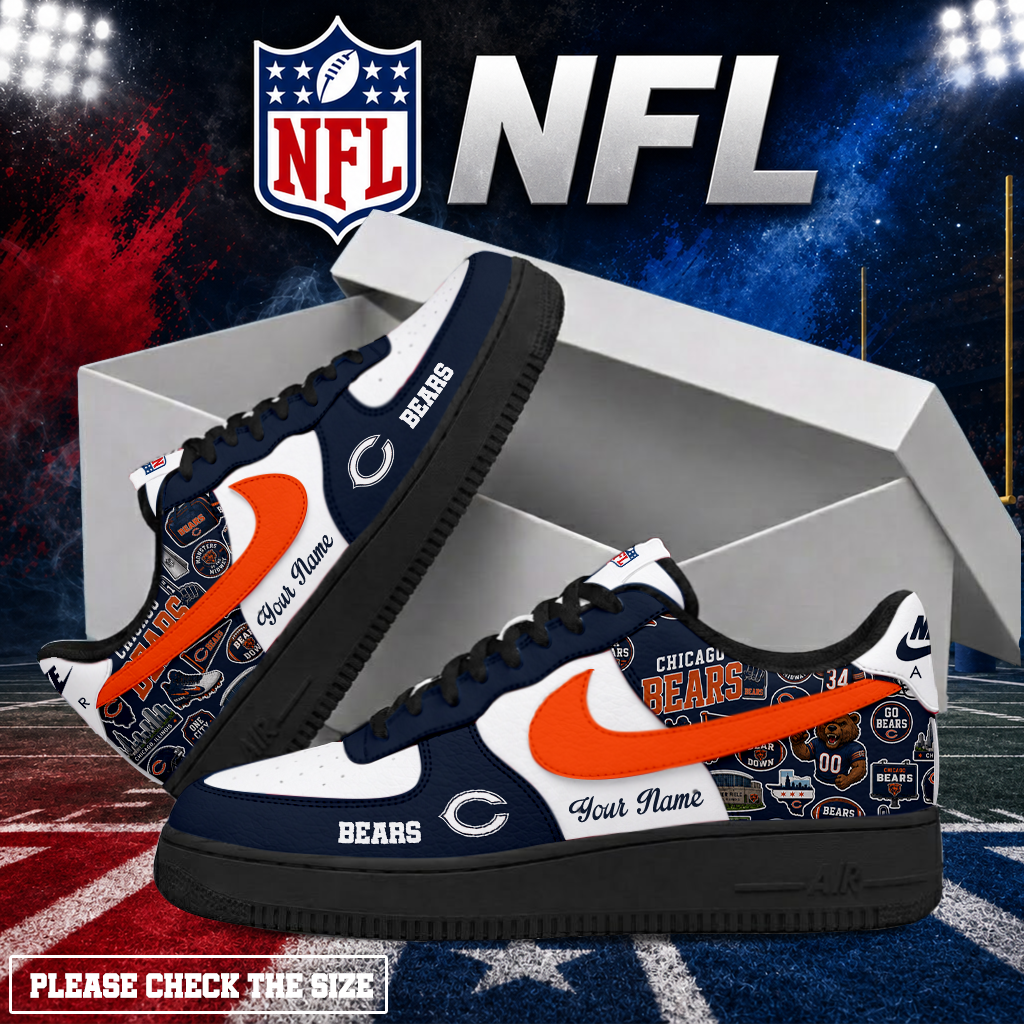 FINAL SALE - NEW CUSTOMIZED NFL26 CCB CHICAGO BEARS AF1 SHOES