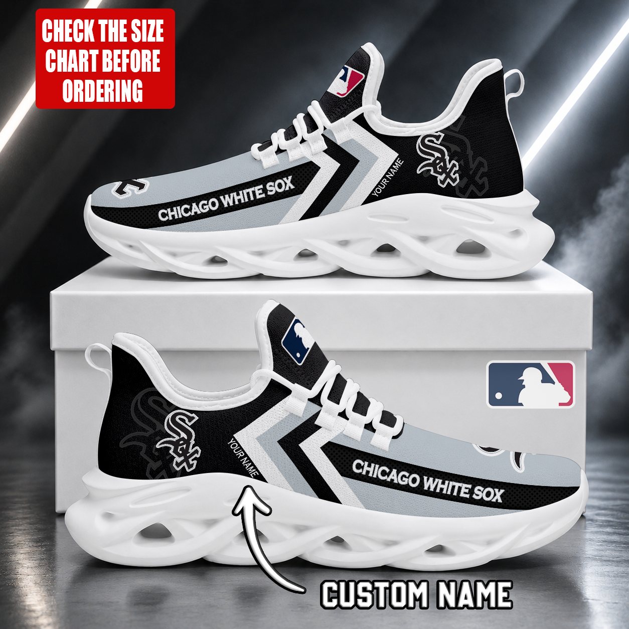 FINAL SALE - NEW CUSTOMIZED MLB26 CWS CHICAGO WHITE SOX MAX SOUL SHOES