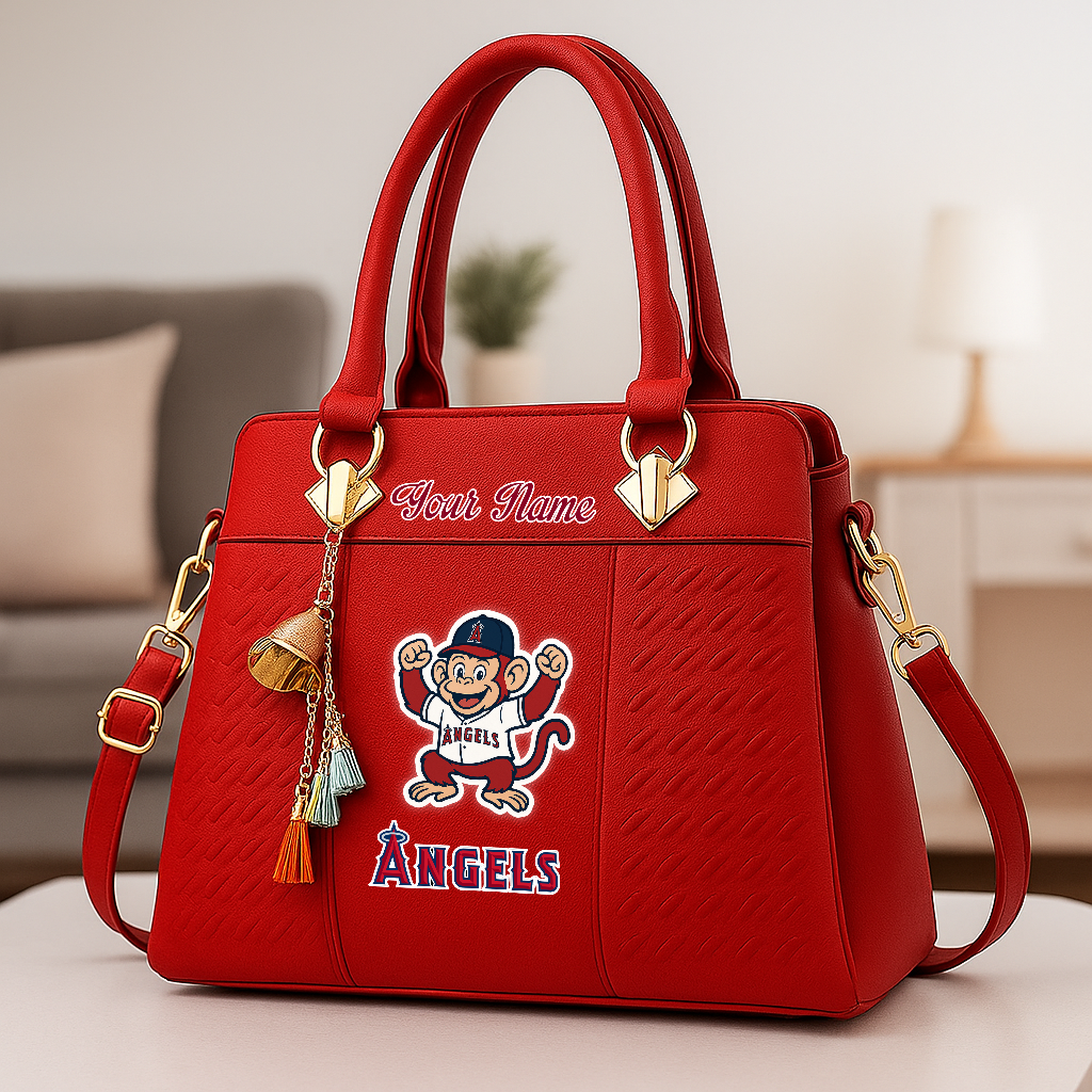 LIMITED EDITION - NEW CUSTOMIZED MLB27 LAA LA ANGELS ZIP HANDBAG MULTICOLOR