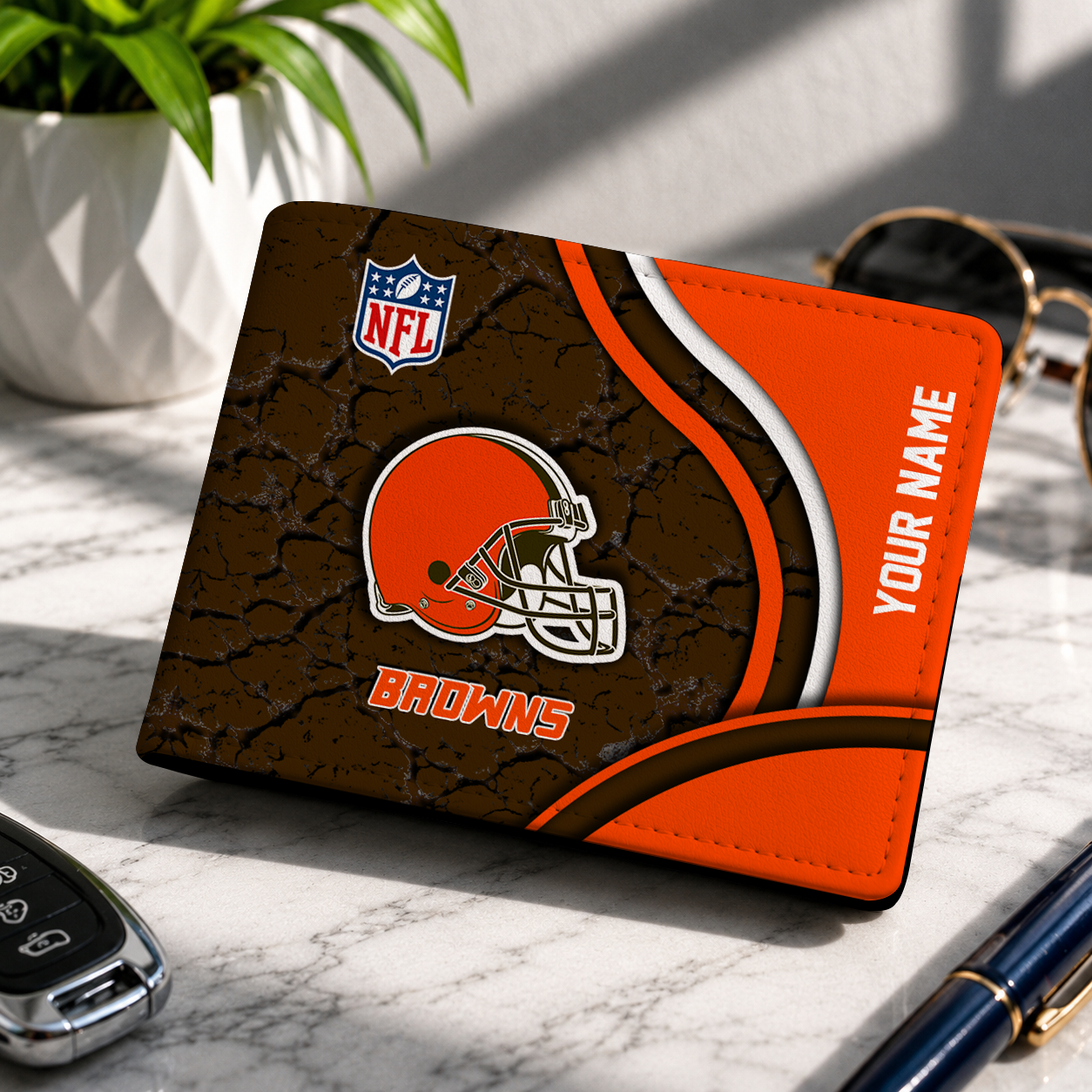 LIMITED EDITION - NEW CUSTOMIZED NFL29 CLB CLEVELAND BROWNS LEATHER WALLET