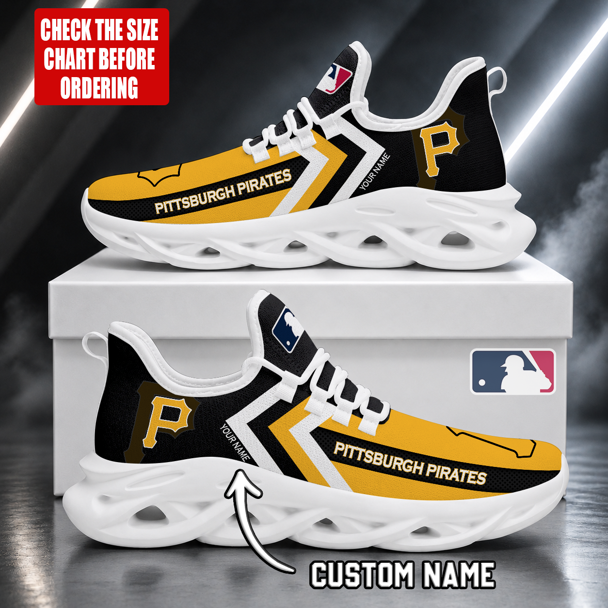 FINAL SALE - NEW CUSTOMIZED MLB29 PHP PITTSBURGH PIRATES MAX SOUL SHOES