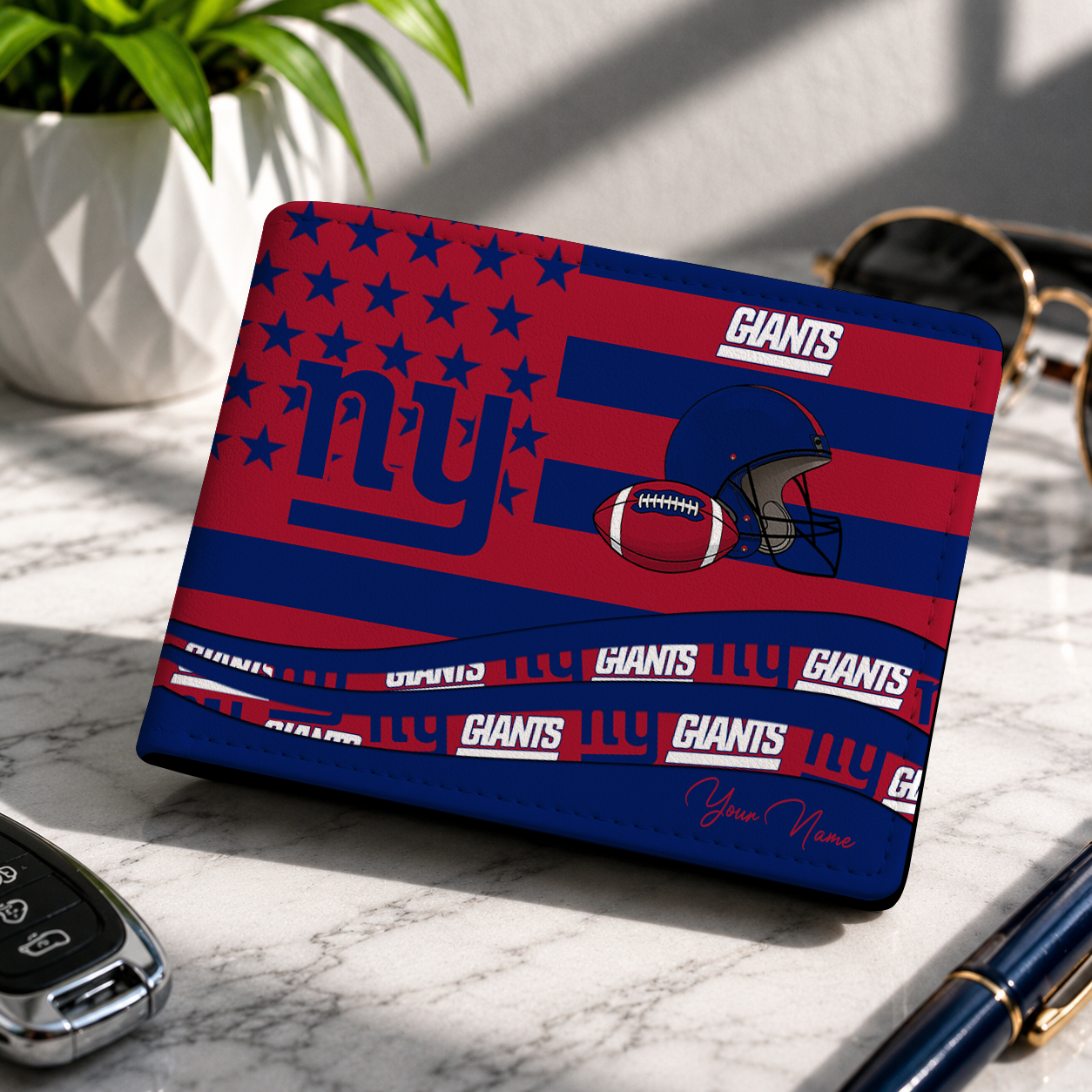 FINAL SALE - NEW CUSTOMIZED NFL32 NYG NEW YORK GIANTS LEATHER WALLET