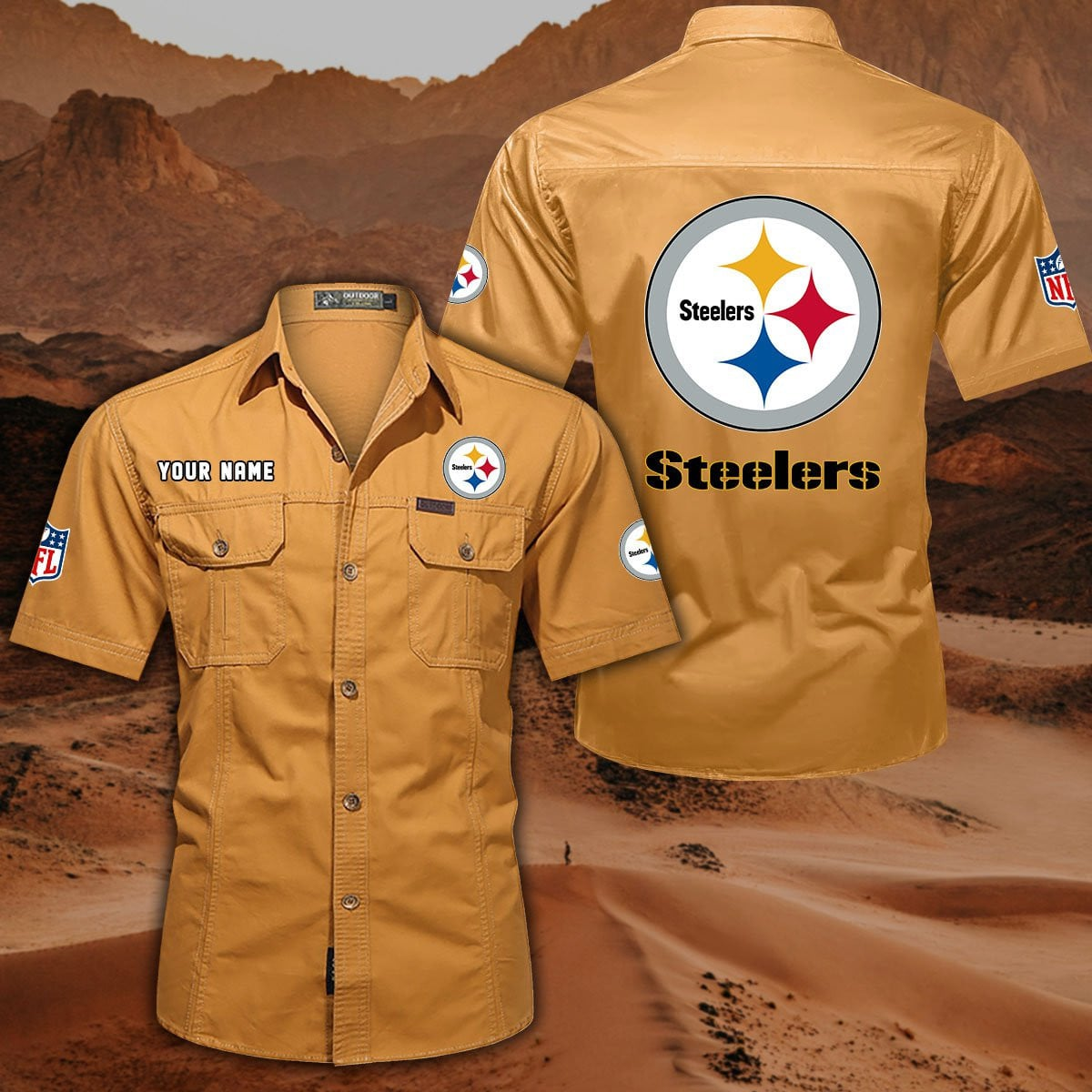 FINAL SALE - NEW CUSTOMIZED NFL14 PSB PITTSBURGH STEELERS MUTICOLOR MEN'S CARGO SHIRT