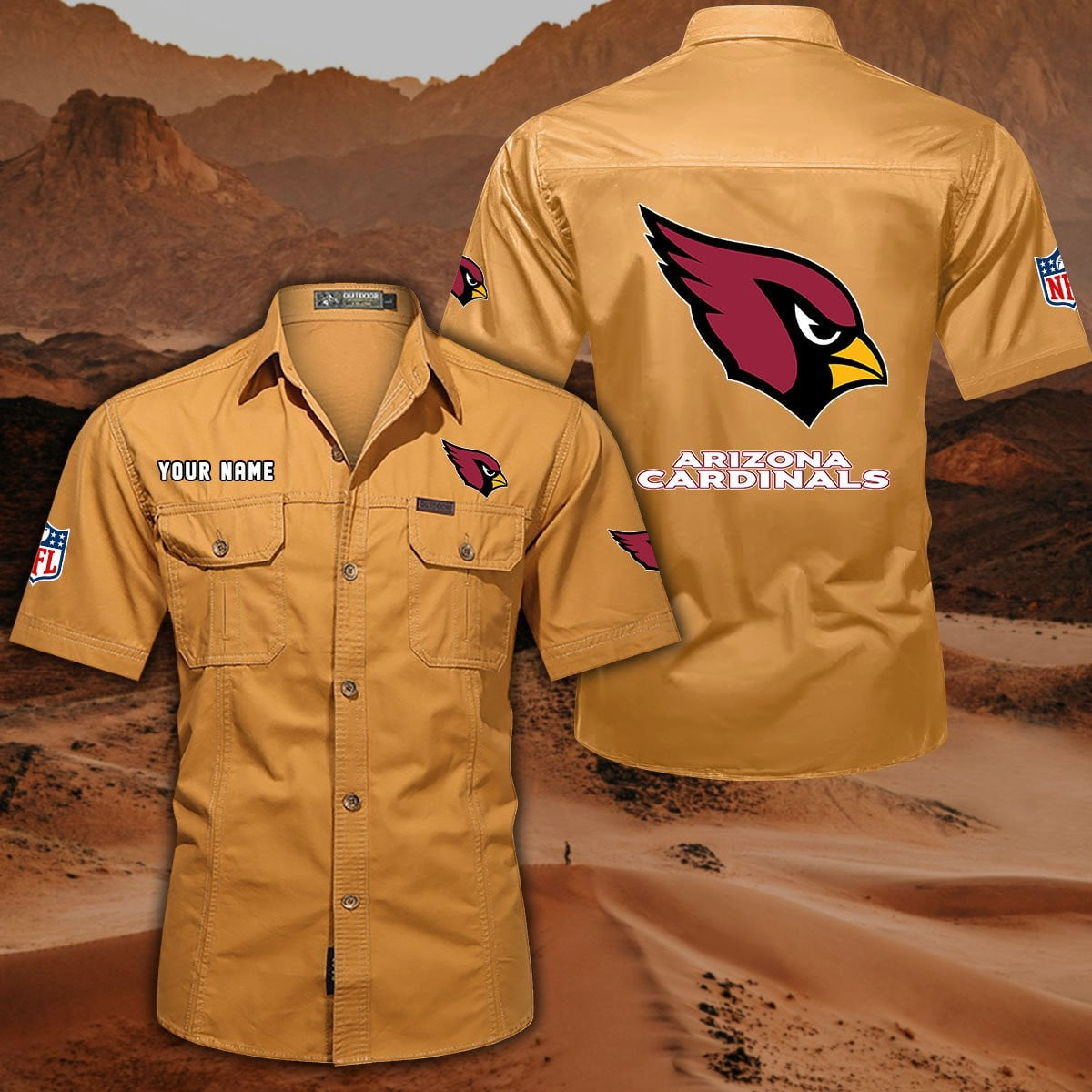 FINAL SALE - NEW CUSTOMIZED NFL20 ARC ARIZONA CARDINALS MUTICOLOR MEN'S CARGO SHIRT