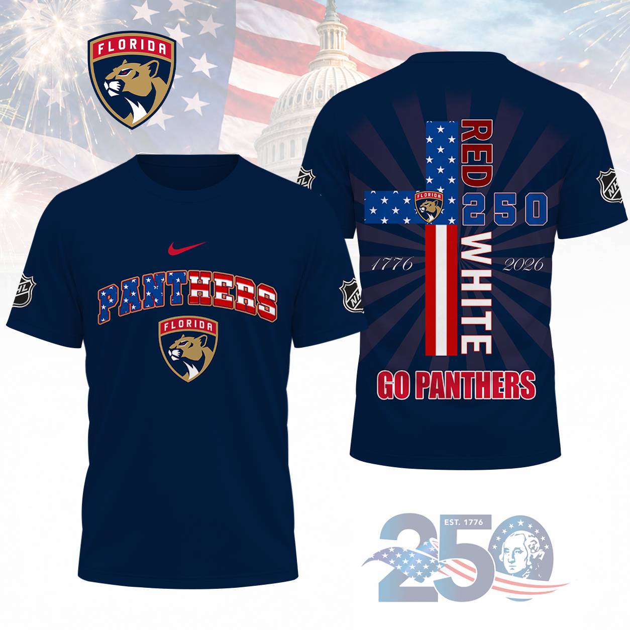 FINAL SALE - NEW CUSTOMIZED NHL01 FPT FLORIDA PANTHERS T-SHIRT, POLO SHIRT, ZIP POLO SHIRT, SWEATSHIRT, HOODIE & ZIP HOODIE