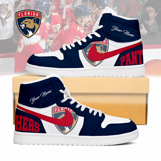 FINAL SALE - NEW CUSTOMIZED NHL01 FPT FLORIDA PANTHERS AIR JORDAN SNEAKERS