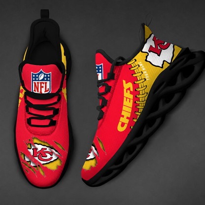 FINAL SALE - NEW CUSTOMIZED NFL01 KCC KANSAS CITY CHIEFS UNISEX MAX SOUL SHOES