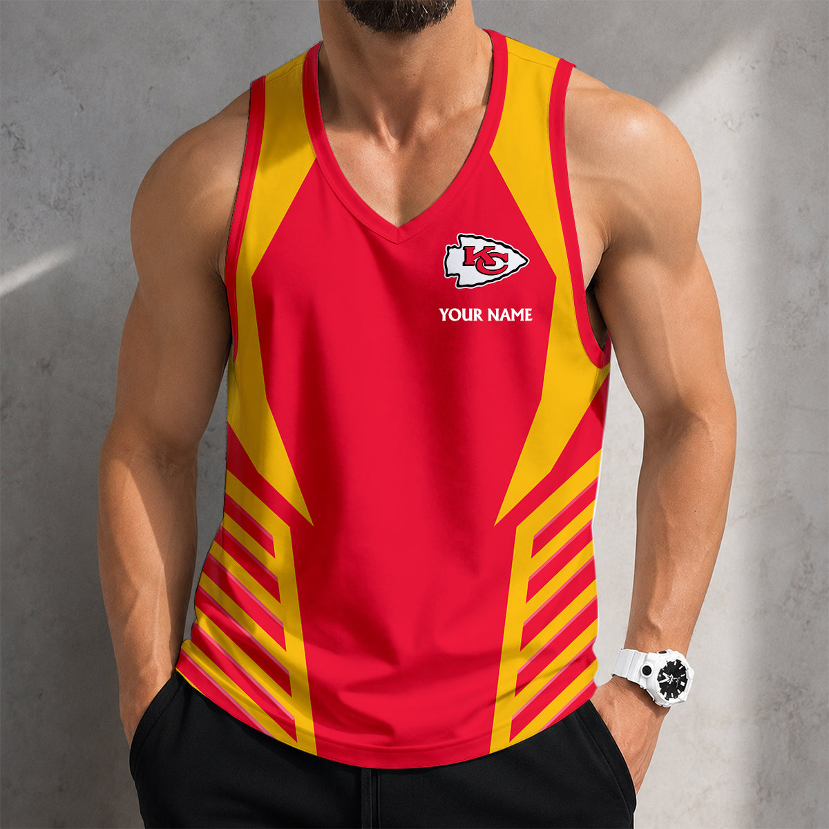 LIMITED EDITION - NEW CUSTOMIZED NFL01 KCC KANSAS CITY CHIEFS TANK TOP