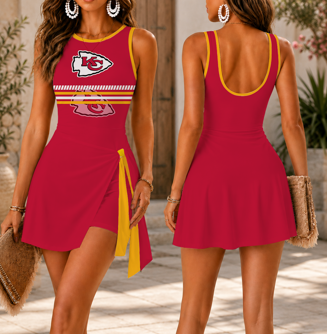 FINAL SALE - NEW CUSTOMIZED NFL01 KCC KANSAS CITY CHIEFS WOMEN'S SUMMER SKORT DRESS