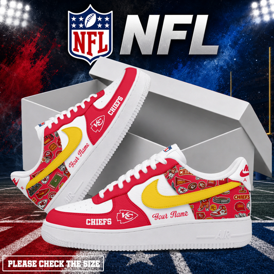 FINAL SALE - NEW CUSTOMIZED NFL01 KCC KANSAS CITY CHIEFS AF1 SHOES