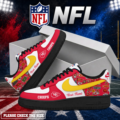 FINAL SALE - NEW CUSTOMIZED NFL01 KCC KANSAS CITY CHIEFS AF1 SHOES