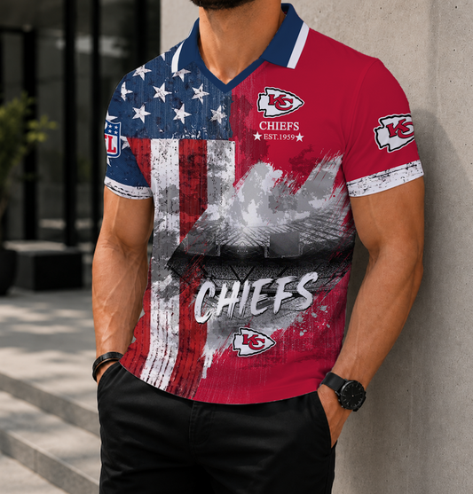 FINAL SALE - NEW CUSTOMIZED NFL01 KCC KANSAS CITY CHIEFS POLO SHIRT