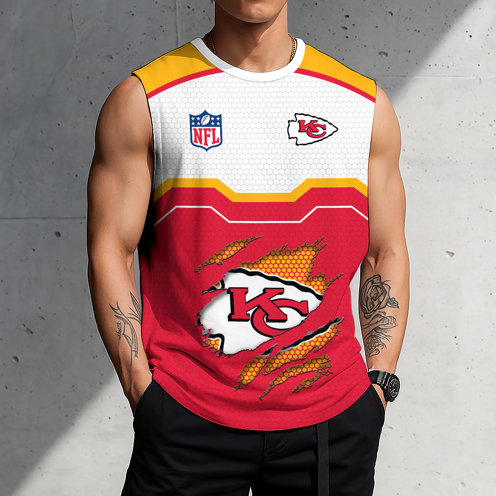 FINAL SALE - NEW CUSTOMIZED NFL01 KCC KANSAS CITY CHIEFS MEN'S GYM SHIRT