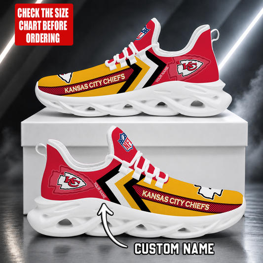 FINAL SALE - NEW CUSTOMIZED NFL01 KCC KANSAS CITY CHIEFS UNISEX MAX SOUL SHOES