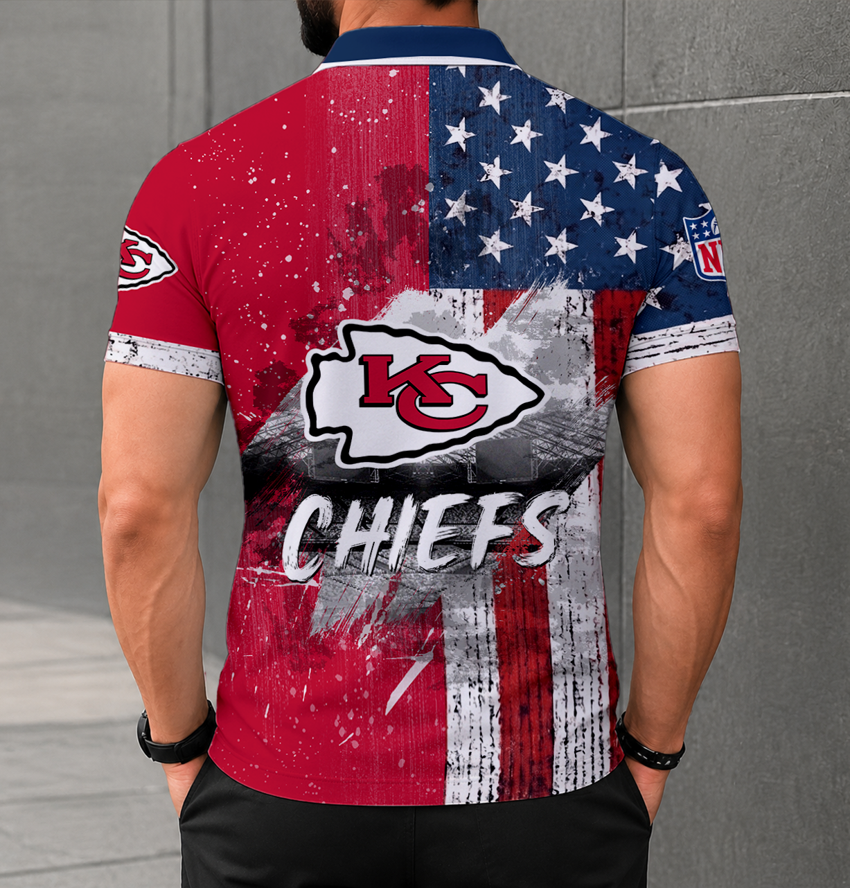 FINAL SALE - NEW CUSTOMIZED NFL01 KCC KANSAS CITY CHIEFS POLO SHIRT