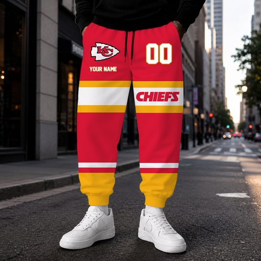 EXCLUSIVE EDITION - NEW CUSTOMIZED NFL01 KCC KANSAS CITY CHIEFS SWEATPANTS