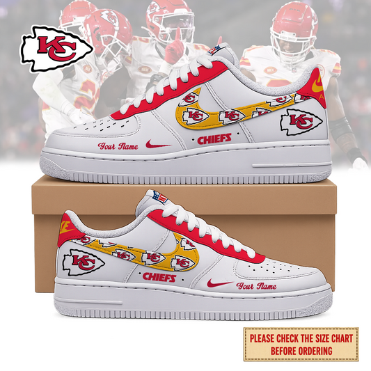 VIRAL EDITION - NEW CUSTOMIZED NFL01 KCC KANSAS CITY CHIEFS AF1 SHOES