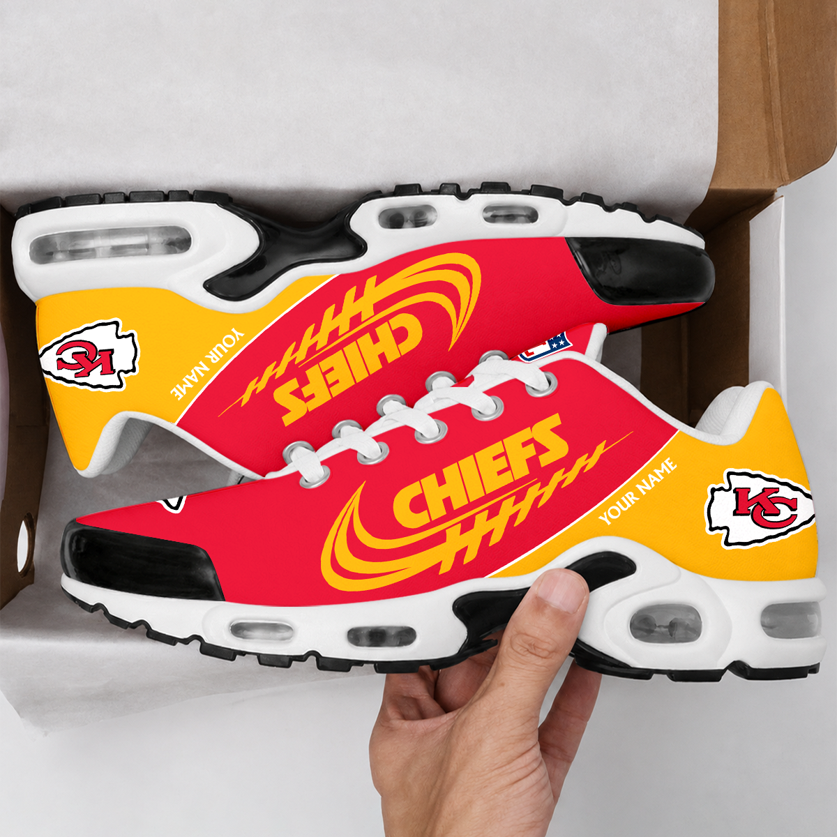 FLASH SALE - NEW CUSTOMIZED NFL01 KCC KANSAS CITY CHIEFS AIR MAX PLUS SNEAKERS