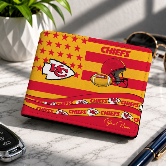 FINAL SALE - NEW CUSTOMIZED NFL01 KCC KANSAS CITY CHIEFS LEATHER WALLET