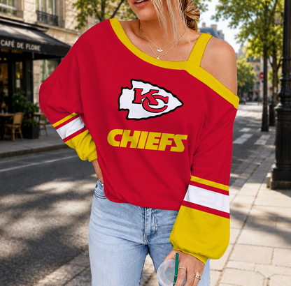 LIMITED EDITION - NEW CUSTOMIZED NFL01 KCC KANSAS CITY CHIEFS DROP SHOULDER SWEATSHIRT