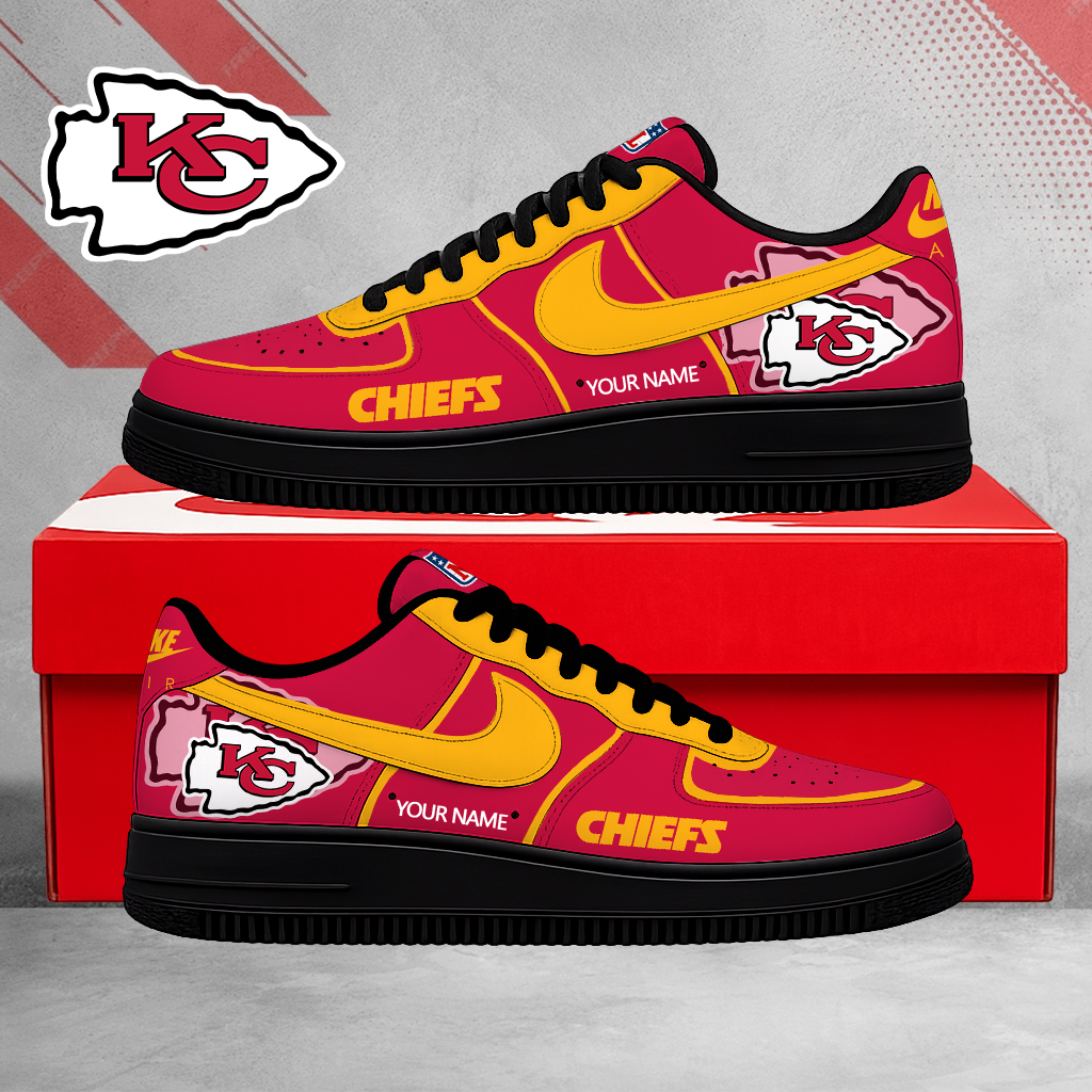 EXCLUSIVE EDITION - NEW CUSTOMIZED NFL01 KCC KANSAS CITY CHIEFS AF1 SHOES