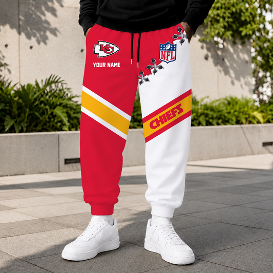 FLASH SALE - NEW CUSTOMIZED NFL01 KCC KANSAS CITY CHIEFS SWEATPANTS