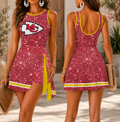 FINAL SALE - NEW CUSTOMIZED NFL01 KCC KANSAS CITY CHIEFS WOMEN'S SUMMER SKORT DRESS